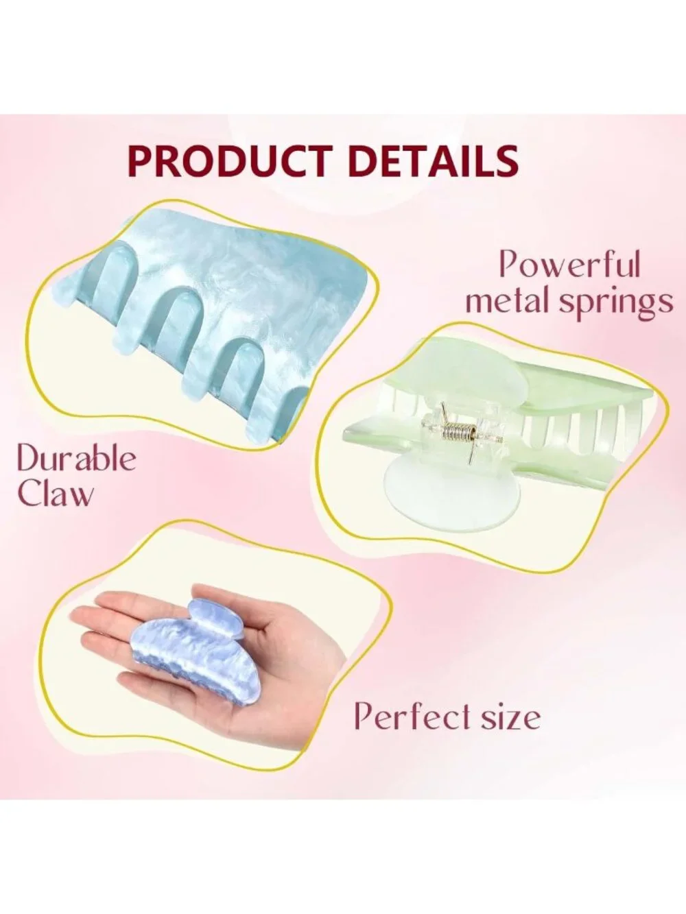 32 Pcs Large Acrylic Hair Claw Clips - Cute Non-Slip Jaw Clips for All Hair